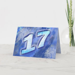 17e verjaardagskaart met vuurwerk kaart