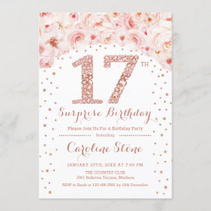 17e Verrassingsfeest - White Rose Gold Kaart