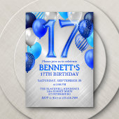 17ème Ado Boy Blue Invitation d'anniversaire
