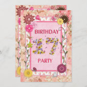 17ème anniversaire invitation fête avec cadre fleu (Devant / Derrière)