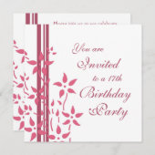 17èmes invitations florales de fête d'anniversaire (Devant / Derrière)