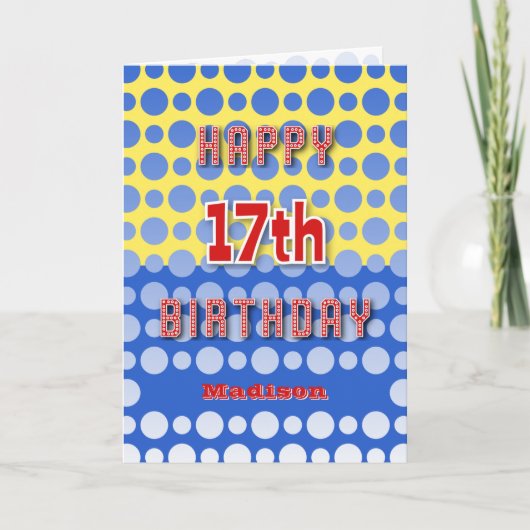 17th Birthday add name circles pattern Kaart (Voorkant)
