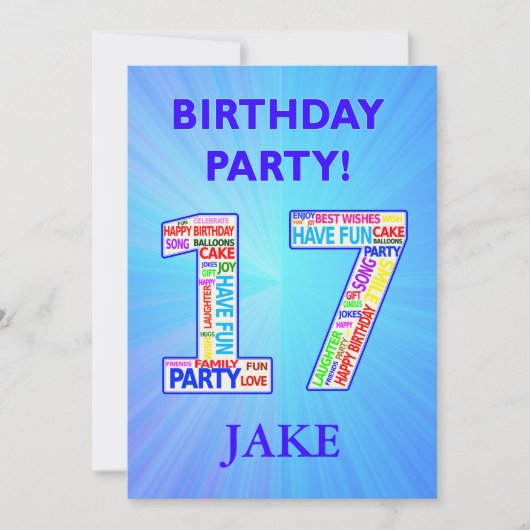 17th Birthday Party Invitation Ajouter un nom (Devant)