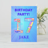 17th Birthday Party Invitation Ajouter un nom (Debout devant)