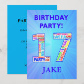 17th Birthday Party Invitation Ajouter un nom (Devant / Derrière)