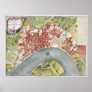 1800 Bordeaux, Frankrijk City Plan Poster