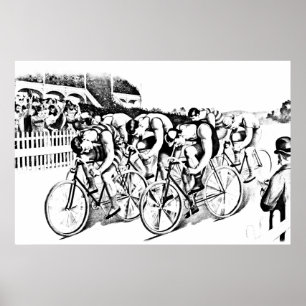 1800s Bicycle Race Art-illustratie Poster