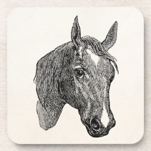 1800s Horse Head Illustration Retro Horses Onderzetter
