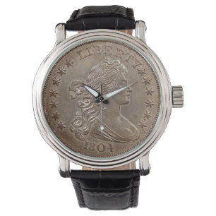 "1804" Draped Bust dollarmunt print Horloge