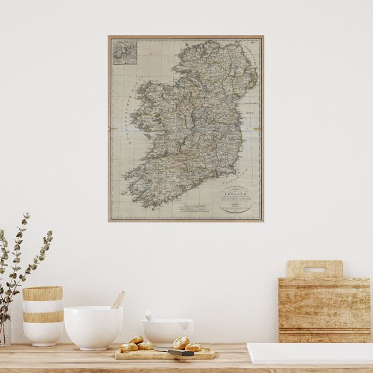 1804 Kaart van Ierland Poster (Keuken)