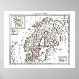 1806 Map - La Suede at le Danemarck Poster