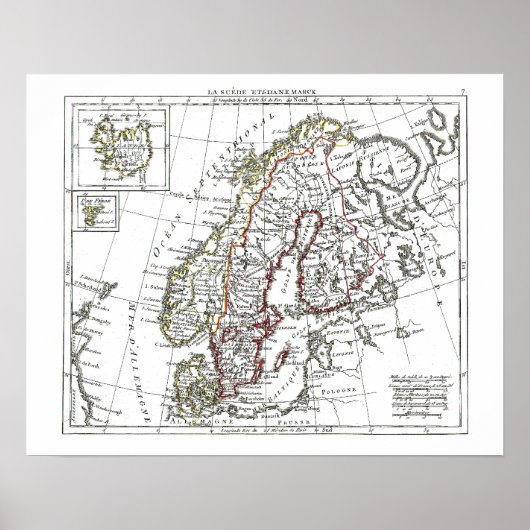 1806 Map - La Suede at le Danemarck Poster (Voorkant)