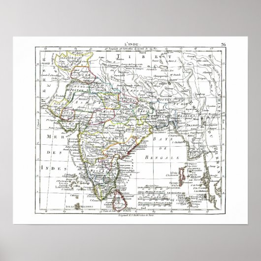 1806 Map - L'Inde Poster (Voorkant)