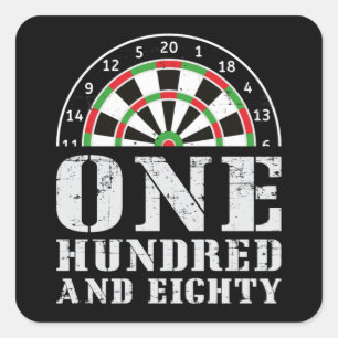 180 darts dartboard bullseye pijl grappig cadeau vierkante sticker