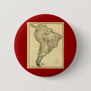 1817 Kaart van Zuid-Amerika Ronde Button 5,7 Cm