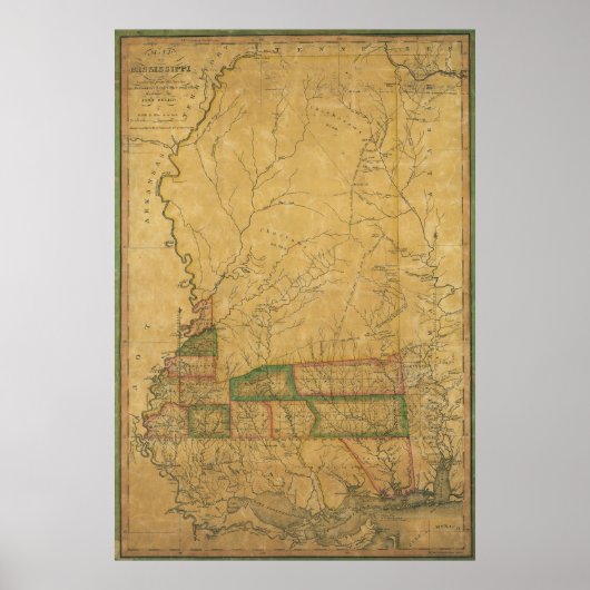 1820 Map of Mississippi Poster (Voorkant)