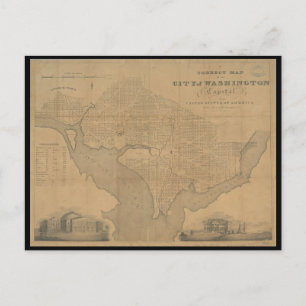 1820 Washington DC Map Briefkaart