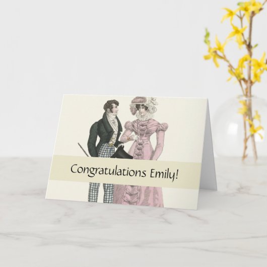 1823 Antiek bruiloft Man Vrouw Mode Kaart (Gele Bloem)