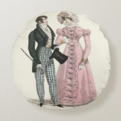 1823 Antiek bruiloft Man Vrouw Mode Rond Kussen (Voorkant)