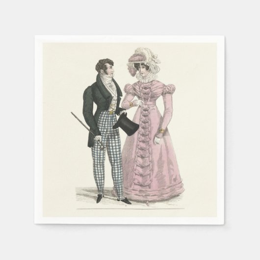 1823 Antiek bruiloft Man Vrouw Mode Servet (Voorkant)