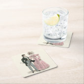 1823 Antiek bruiloft Man Vrouw Mode Vierkante Kartonnen Onderzetter (Insitu)