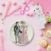 1823 Antieke Bruiloft Man Vrouw Mode Papieren Bordje (Feest)