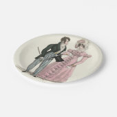 1823 Antieke Bruiloft Man Vrouw Mode Papieren Bordje (Gekanteld)