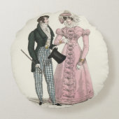 1823 Antieke Bruiloft Man Vrouw Mode Rond Kussen (Achterkant)