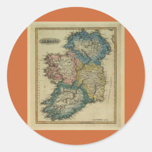 1823 Ierse kaart door Lucas Fielding Jr Ronde Sticker