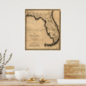 1823 Kaart van Florida Poster (Keuken)