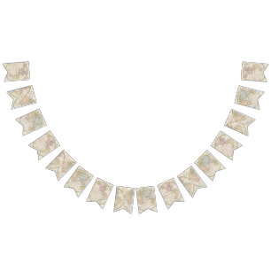 1831 Antieke Wereldkaart Reis Thema Vlaggetjes