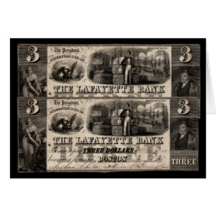 1837 Lafayette Bank Note à trois dollars