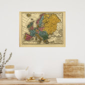 1839 Kaart van Europa Poster (Keuken)