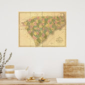 1839 North Carolina en South Carolina Map Poster (Keuken)