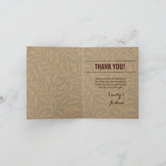 1844 Victoriaans huwelijk Artwork Bedankkaart (Binnen)