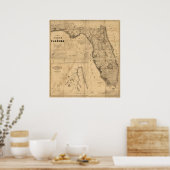 1846 Kaart van Florida Poster (Keuken)