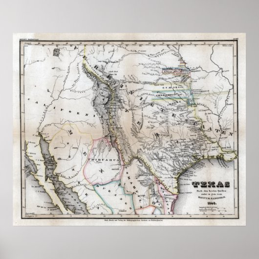 1846 Texas Map Poster (Voorkant)