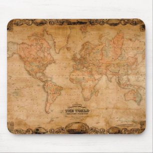 1847 ANTIEK Wereldkaart Mousepad Muismat