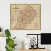 1847 Map Chester County Pennsylvania PA Poster (Thuiskantoor)
