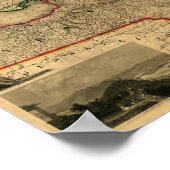 1850 Railkaart van New England, New York en Canada Poster (Hoek)