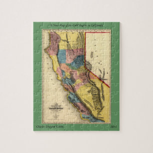 1851 California Gold Region State Map Legpuzzel