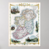1851 Kaart van Ierland Poster (Voorkant)