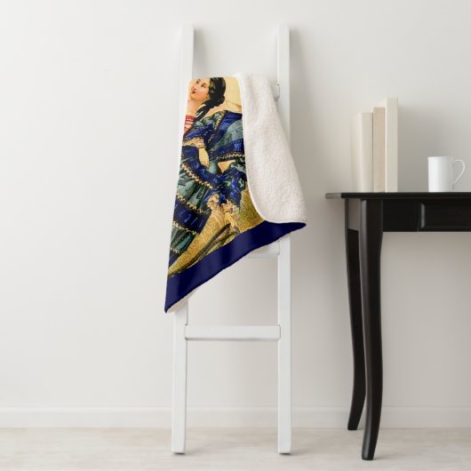 1852 Afdruk bord Franse mode Sherpa Deken (In situ)