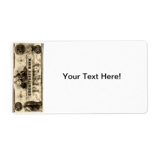 1853 Cochituate 50 dollar biljet Etiket