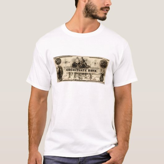 1853 Cochituate 50 dollar biljet T-shirt (Voorkant)