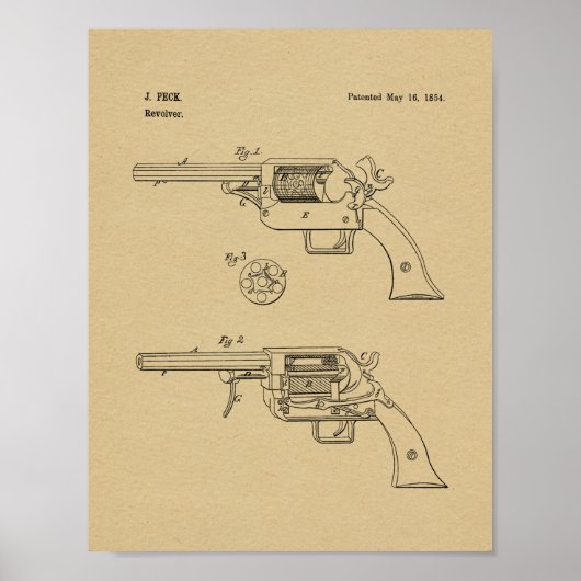 1854 Pistool Kunsttekentekening  Poster (Voorkant)