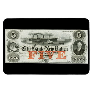 1855 New Haven de Nota van Vijf Dollar Magneet