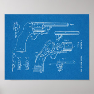 1855 Pistool Revolver Patent Art Drawing Print