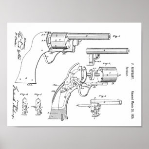 1855 Pistool Revolver Patent Art Drawing Print