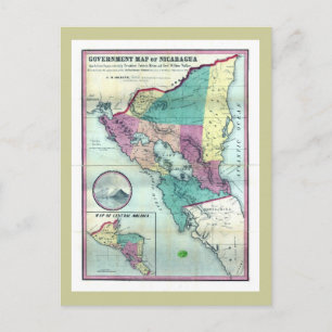 1856 Government Map of Nicaragua door A.H. Jocelyn Briefkaart